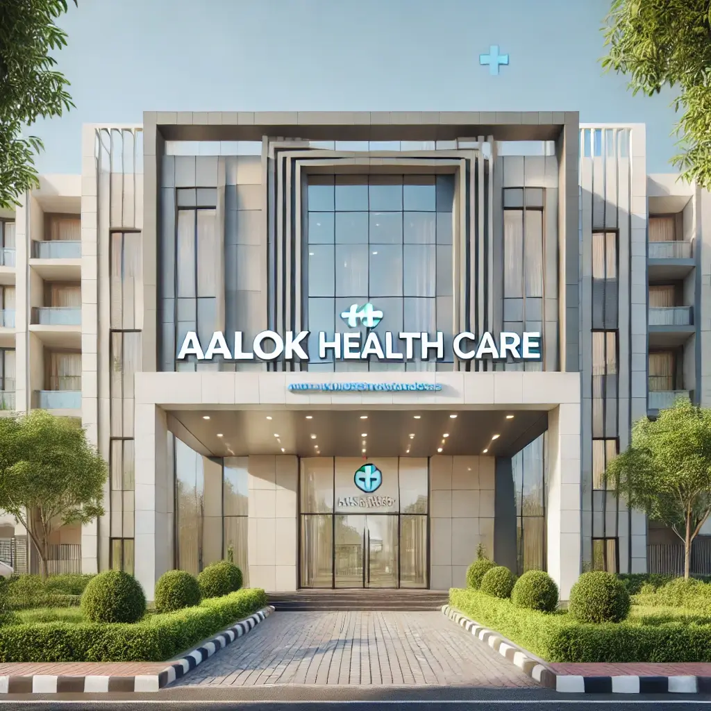 Aalok Health Care, a modern healthcare facility in Dhaka, Bangladesh. The image shows the front view of a well-maintained building.