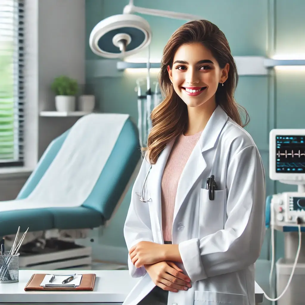 The Best Gynecologist-Obstetrician in Dhaka wearing a white coat, smiling warmly.