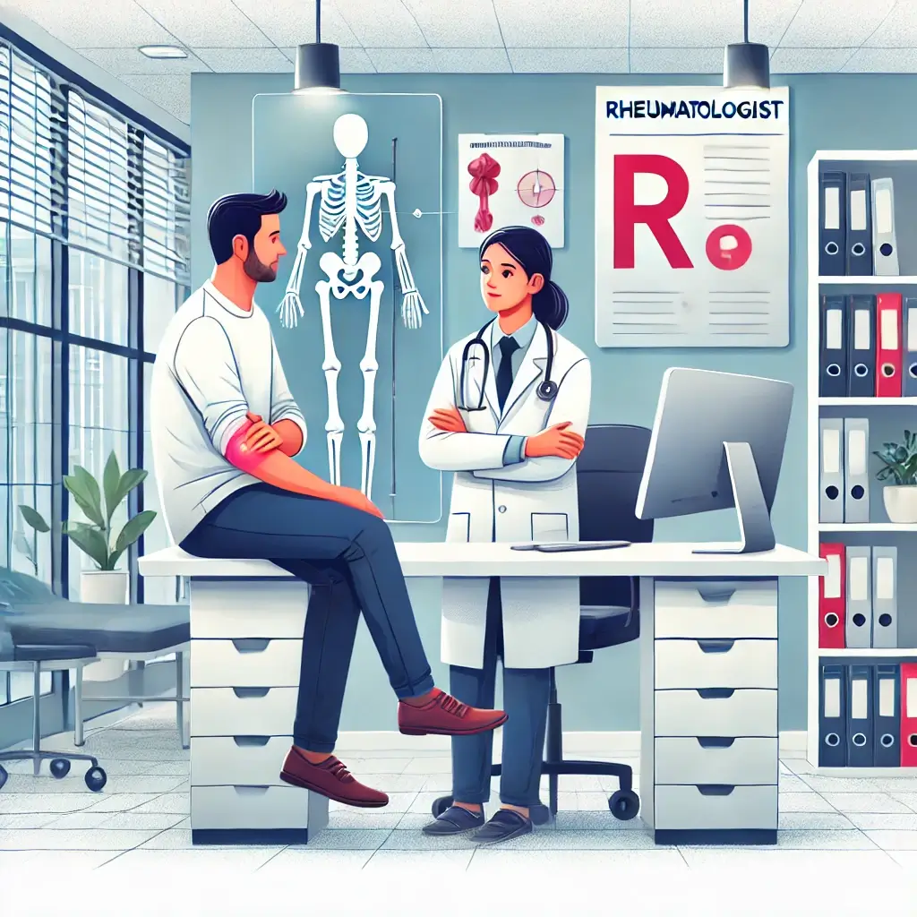 professional Rheumatology Specialists in Dhaka consulting with a patient in a modern clinic in Bangladesh.